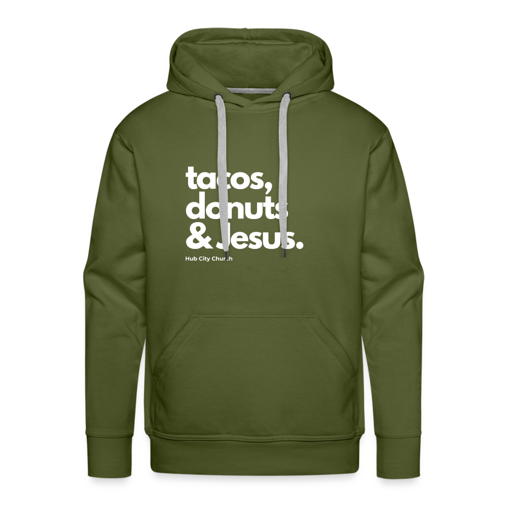 Tacos, Donuts, And Jesus Hoodie - olive green